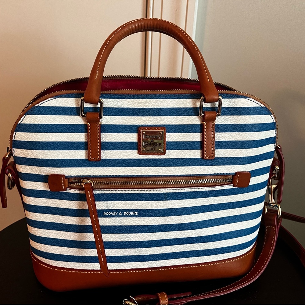 Dooney & Bourke Striped Blue and White Satchel